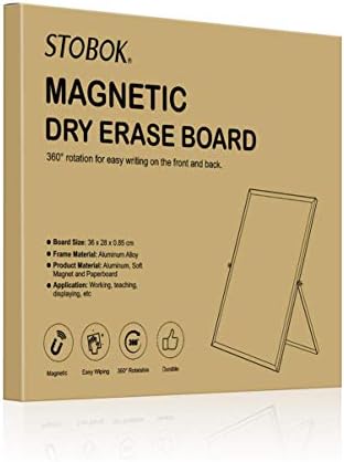 STOBOK Magnetic Dry Erase Board with Stand - Magnetic White Board Easel for Kids Desktop Foldable Double Sided Board,11 x 14 Inch