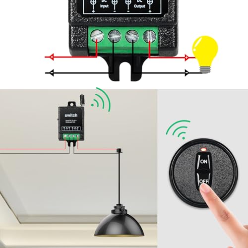 Miniatura 3 de Interruptor Con Mando A Distancia 12v Interruptor Inalambrico Rele 12v Remoto Cc Rele De 5 48v Para Bomba De Agua Motor Sistema De Seguridad Distancia Máxima 100m Con 2 Mandos A Distancia.
