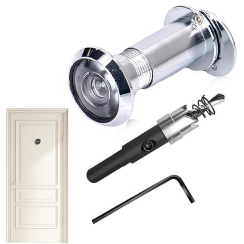 UIEXAY Mirilla Puerta, Mirillas Para Puertas Seguridad Con Cubierta De Privacidad, Gran Angular De 200°, Para Puertas De 35 A 60 Mm Grosor, Para Casa, Oficina, Hotel, Con Taladro, Plateado