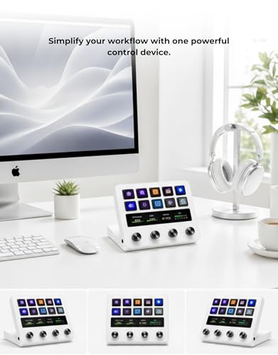 Image of APEX LIGHT Stream Dock Pro - White Studio Controller with LCD Keys, Dials & Touch Strip Programmable Macro Keypad for Streaming, Video Editing & Workflow Automation | Windows & Mac | 1-Year Warranty