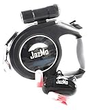 JazMo Premium Products Retractable Dog Leash with LED Flashlight-26 Foot Heavy Duty non Tangle Nylon Ribbon Dog Leash for Medium and Large Dogs,The Best Tape Leash Lead for Night Walking