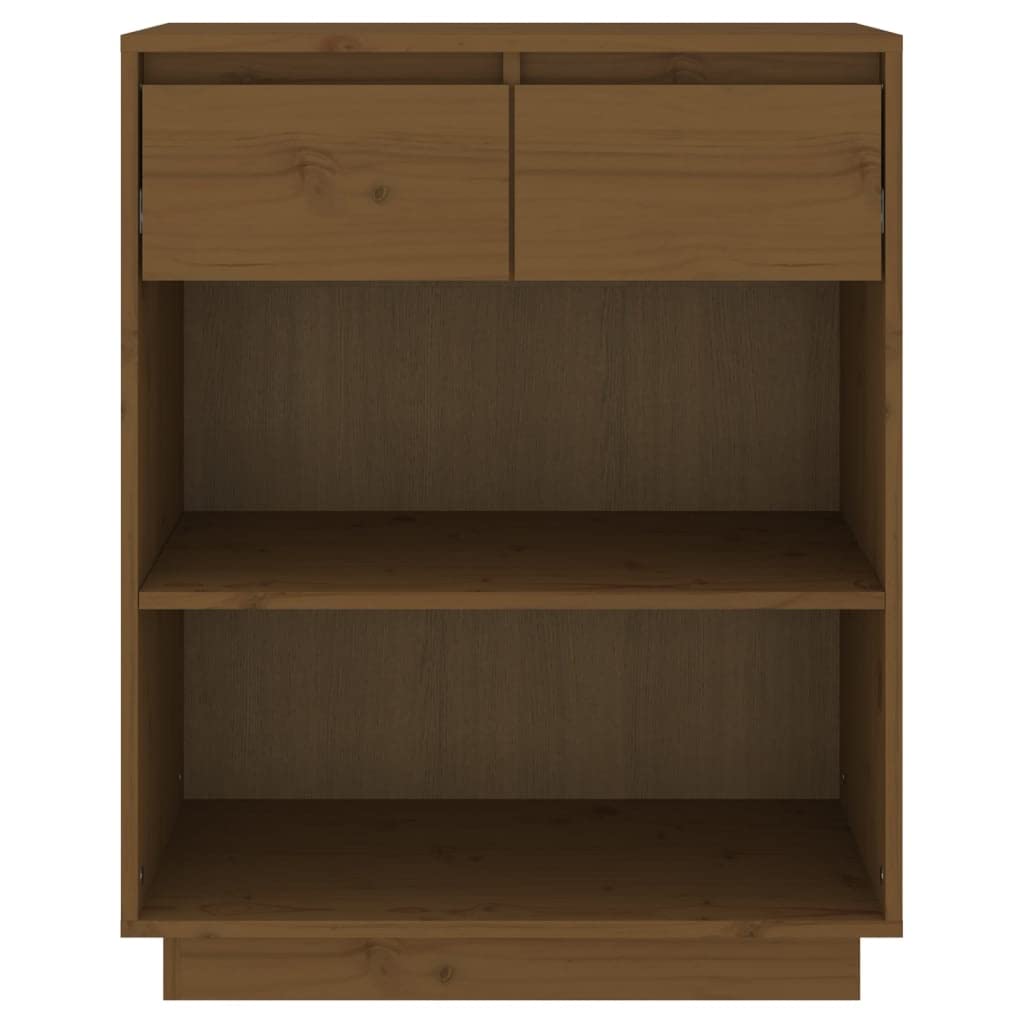 Armadietto in legno di pino massiccio, marrone miele, 60 x 34 x 75 cm, con cassetti e scomparti, mobile per soggiorno, camera da letto, ufficio, credenza, tavolo consolle