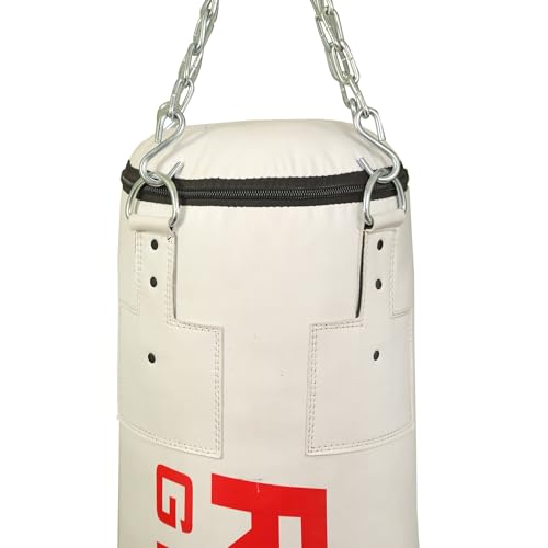 Image of RMOUR Unfilled PU Punching Bag for Boxing MMA Sparring Punching Training Kick Boxing Muay Thai with Hanging Chain (White, 3 Feet)
