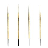 ZEM Brush Golden Synthetic Small Detail Round Brushes Set Sizes 10/0, 3/0, 0, 2