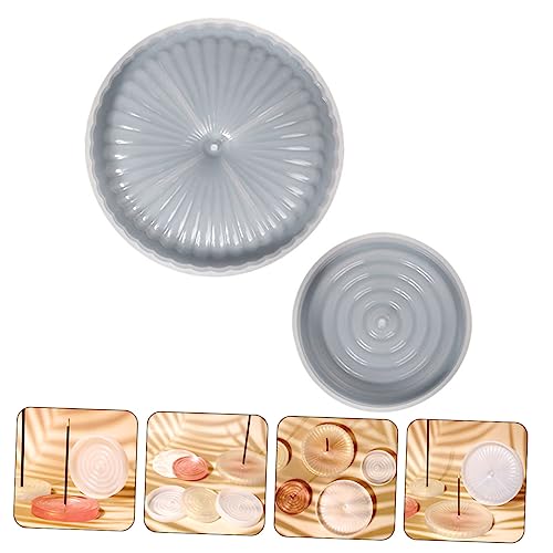 TEHAUX 2 Pçs Molde De Placa De Incenso DIY Artesanato Molde De Silicone Bandeja Redonda Molde De Sil