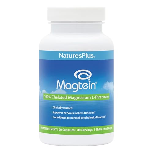 NaturesPlus Magtein Magnesium L-Threonate- High Strength Calm Mood Memory Focus Cognitive - Vegan Non-GMO Gluten-Free - 90 Capsules