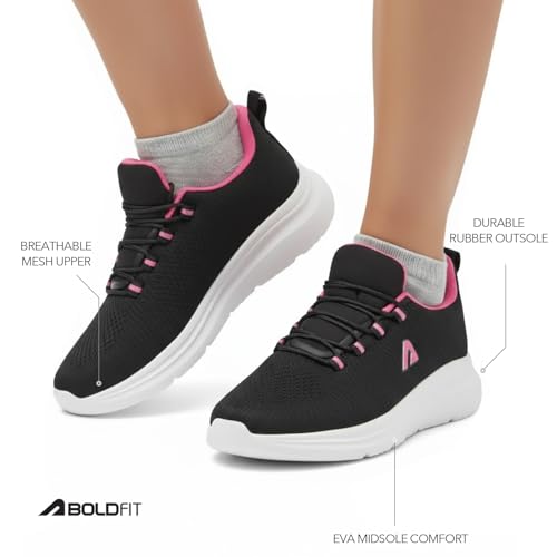 Image of Boldfit Walking Shoes for Women, Breathable Mesh Upper Cushioned Insole & Durable Eva Sole Lightweight, Slip-Resistant Sneakers for Daily Use Walking Shoes for Woman