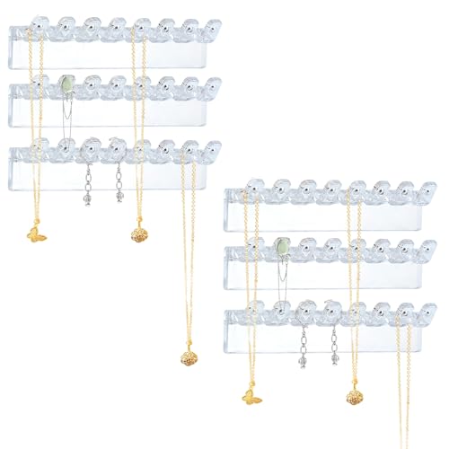 kumet 6 Pack Jewelry Organizer - Clear Wall-Mounted Holder, Easy to Install, 3.7