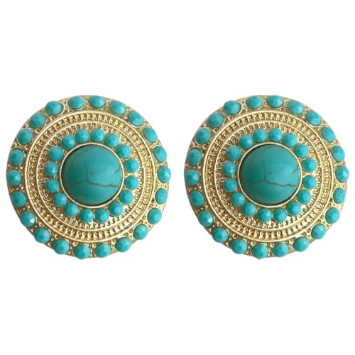 Boucles d’oreilles turquoise bohèmes pour femme bijoux ethniques cristaux