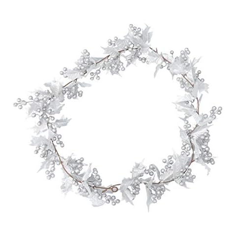 Amosfun Christmas Holly Berry Leaves Garland Cover