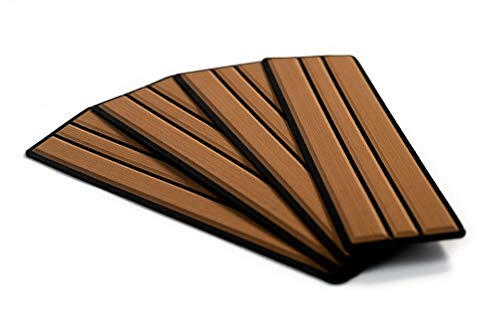 SeaDek Step Kits | 3M Adhesive Backing | Non Slip Material | Faux Teak Pattern | Boating and Fishing Accessories | Mocha Over Black Faux Teak