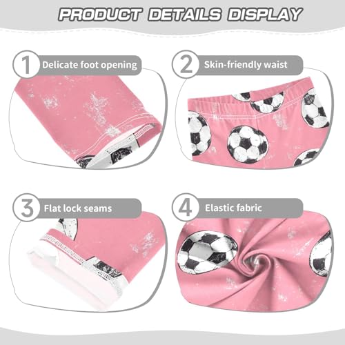 Boccsty Pink Girly Football Girls Leggings Kids Yoga Pants Dance Active Tights 4T3
