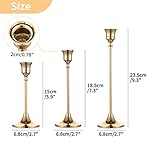 Candlestick Holders Taper Candle Holders, Set of 3 Candle Stick Holders Set, Brass Gold Candlestick Holder Set, Vintage Modern Decorative Centerpiece for Table Mantel Wedding Housewarming Gift - Image 5