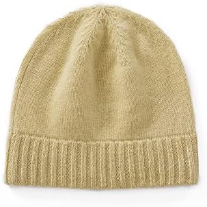 GreenMount Women's Beanie Hat 100% Cashmere Knit Soft Warm Winter Beanie for Women Ski Hats Plant Dyeing Khaki