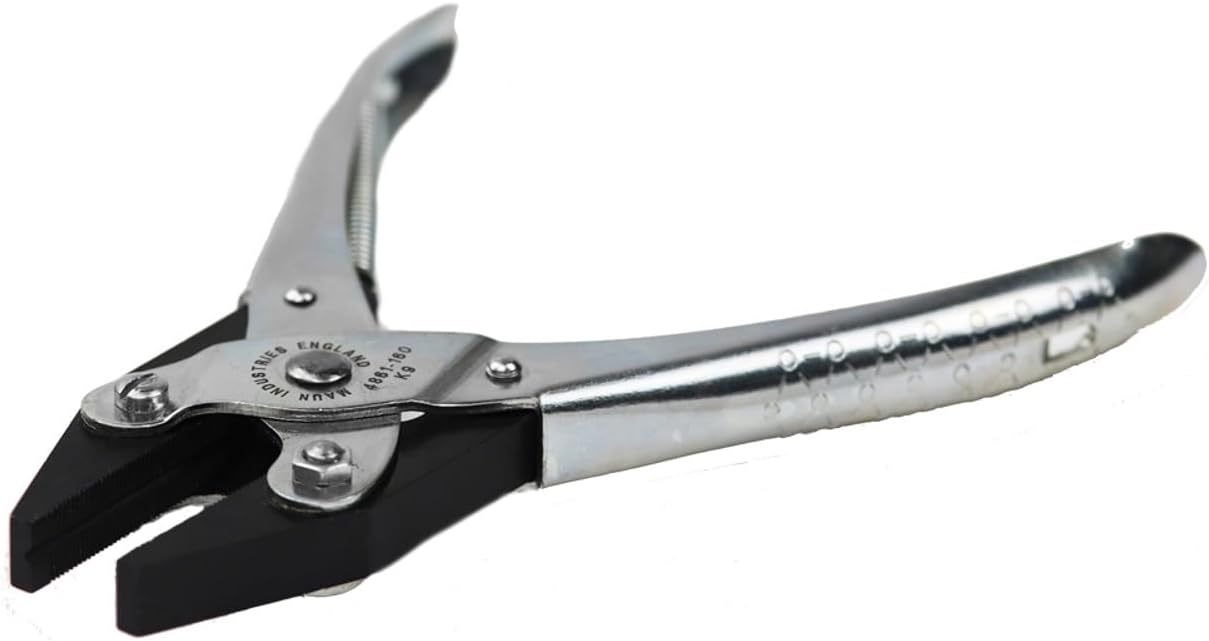 Maun 4861-160 Flat Nose Parallel Plier Return Spring 160 mm | Secure Even Grip Along Length of Serrated Parallel Jaws | Long-Lasting Return Spring | V-Slot Open Throat to Hold Wire and Rod