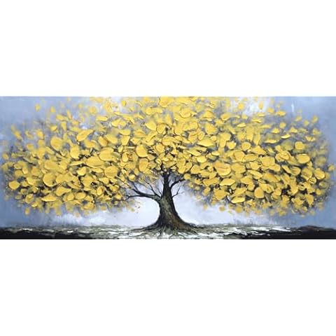 Abstract Gold Tree of Life Canvas Wall Art Framed Modern Artwork Canvas Painting for Living Room Bedroom Room Home Decoration 24x56 inches Cover