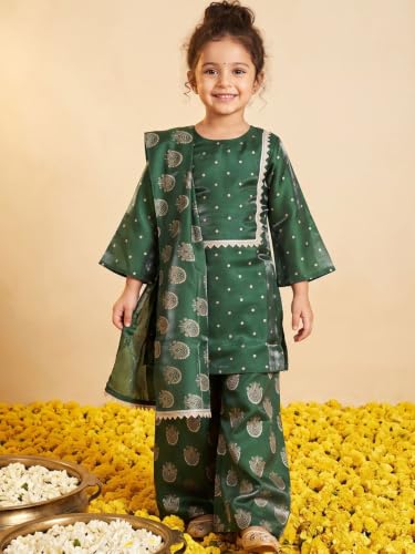 Image of AJ DEZINES Ethnic Wear Sharara Suit Set For Girls|Punjabi dress for Kids|Silk Blend Girls Salwar Suit|Traditional Patiala Outfit|Stylish Kids Kurta for Festivals Weddings & Special Occasions