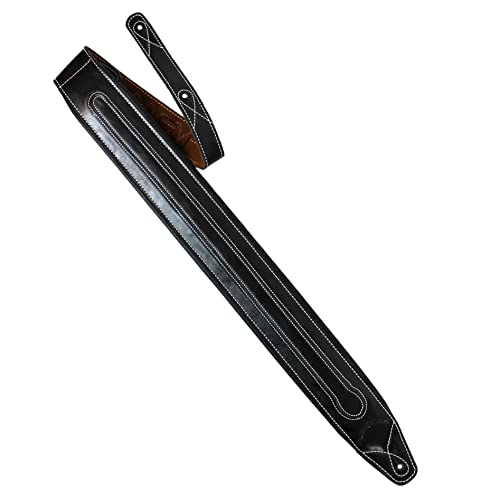 Walker & Williams C34 Noir sur noir Super Premium Cuir pleine fleur Sangle rembourrée 3 1/10,2 cm de large - Les Beatles, Paul McCartney, John Lennon, RIngo Starr, George Harrison Walker & Williams C34 Noir sur noir Super Premium Cuir pleine fleur Sangle rembourrée 3 1/10,2 cm de large – Image 6