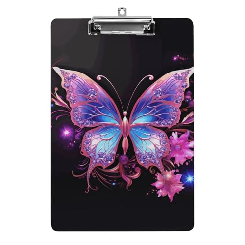 Planche à pince papillon A4 en plastique rigide rose avec clip discret pour enseignant