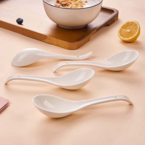 Childike DBS Porcelain Soup Spoons Set Of 4, Ceramic Chinese Soup Spoons 6.6 Inch thumb #4