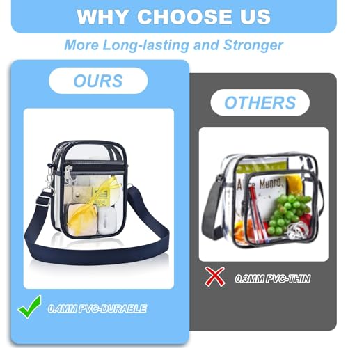 Image of Clear Bag for Stadium Events - Sports Messanger Bag Small Mini Clear Purse for Fan, Concert, Work, Travel