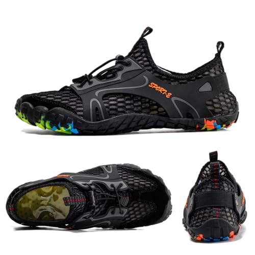 Barefoot Shoe for Women Men Aqua Barefoot Beach Swim Water Shoes Lightweight Sports Quick Dry Creek Shoes for Water Sport Surf Diving Sailing Travel (Black,12,Men,11)