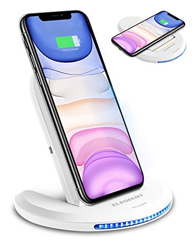 ELEGIANT Wireless Charger Induktions Ladegerät Qi Charger Drahtlose Faltbare Schnellladegerät für Galaxy S20 /S20+ /S20 ultra/S10/S9/S8/S7, iPhone 11/XR/XS/max/8/X und alle Qi Fähige Geräte weiß