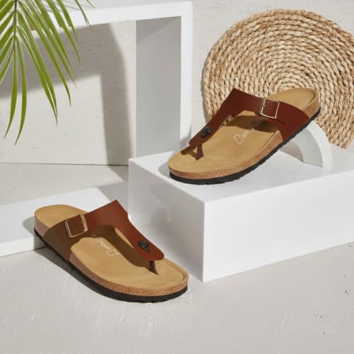Image of YOHO Sandals for Men | Leather Thong Sandals with Cork Footbed for Daily Wear- SDL