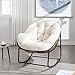 ZRainbowroad Ratten Papasan Rocking Chair, Outdoor Papasan Chair with Cushion, Outdoor Papasan Rocking Chair for Bedroom,Balcony, Porch, Garden (White)