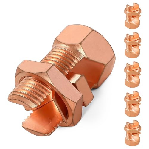6 PCS TJ-16 Split Bolt Wire Connector Copper Alloy Ground Wire Durable Ground Wire Connectors with Excellent Conductivity - Fits 6/7/8 AWG Bare Wires for Electrical and Grounding Applications