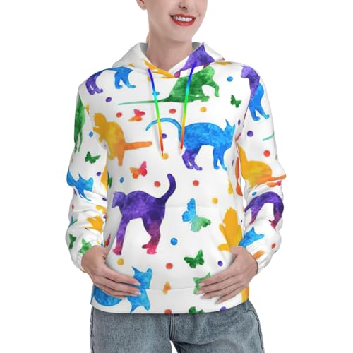 Sweat à capuche femme imprimé papillon pois pull graphique ajusté doux