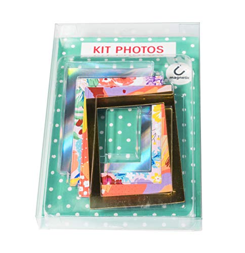 EXACOMPTA Ref 12352E - Marco magnético para Fotos (4 Unidades, 100 x 70 mm, Parte Trasera magnética para Colocar en frigoríficos y Otros Objetos metálicos), Varios diseños