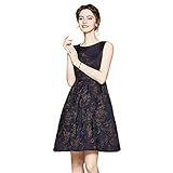 Alloaone Women Autumn Dress Cocktail Party Robe Vintage Designer Sleeveless Navy S