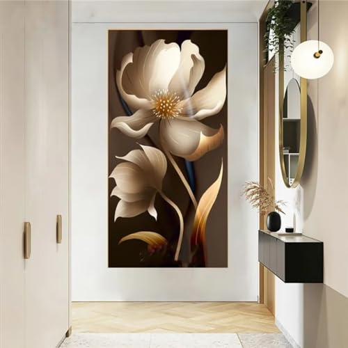 Peinture diamant fleur abstraite grand format 80x160cm pour combler les murs vides avec élégance