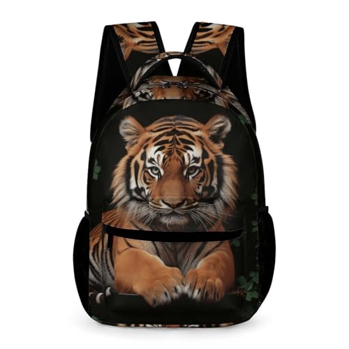 With Tiger And Paws Backpack for Men Women, Durable Small Backpack Casual Lightweight Daypack for Travel Bag
