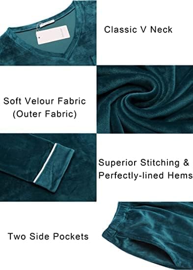 Ekouaer Couples Matching Pajamas Sets Velvet PJs Set for Men and Women Velour Long Sleeve Sleepwear S-XXL - Image 4