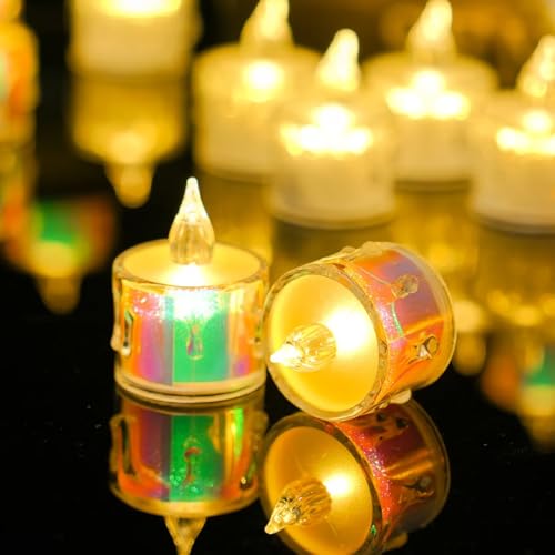 Image of 6Pc LED Tea Light Candles | Flameless & Smokeless Diya | Decorative Acrylic Candle | Home Decor, Navratri Decor Items, Diwali Decoration Item, Room, Table, Pooja Room Decor (Raibow) | Popo Toys