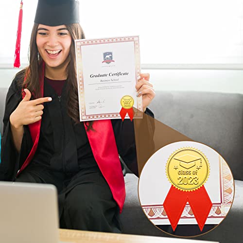 600 Pcs Graduation Embossed Seals With Red Ribbon Stickers 300 Graduation Certificate Gold Seal Stickers Gold Foil Class Of 2023 Seals Graduation Stickers 300 Ribbon Stickers For Envelopes Diploma #TOP6