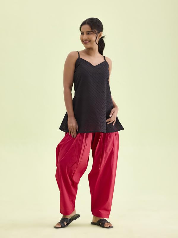 Image of GO COLORS Soft Cotton Salwar for Women | Relaxed Fit, Mid Rise, Ankle Length, Drawstrings