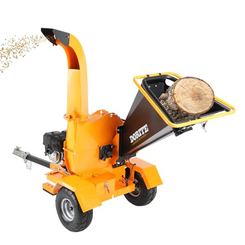 WTRAVEL 6\" Gas Powered Wood Chipper 420cc 15HP Gasoline Engine Leaf Branch Shredder Mulcher Heavy Duty Woodchipper Multi-Function with Towbar & Stop Bar