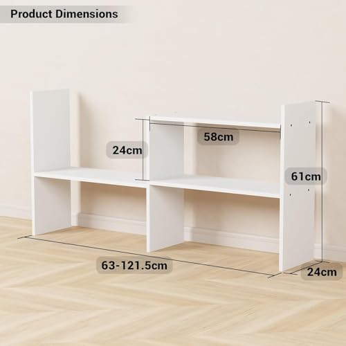 Image of Furniture Cafe Modern White Wooden Bookshelf - Multi-Tier Bedside Storage Rack & Organizer for Books, Decor & Essentials