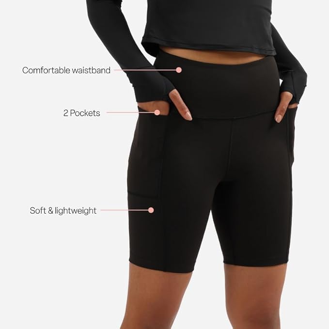 Image of Blissclub Ultimate Cycling Shorts Lite with 2 Pockets | Gym Shorts for Women Workout, Sports Shorts, Swim Shorts and Shapewear for Tummy