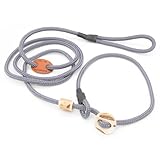 Showleine mit Stopper/Zugstopp - GRAU | 6 mm Durchmesser x 160 cm Länge - Sportliche Vorführleine/Ausstellungsleine für Hundeausstellungen