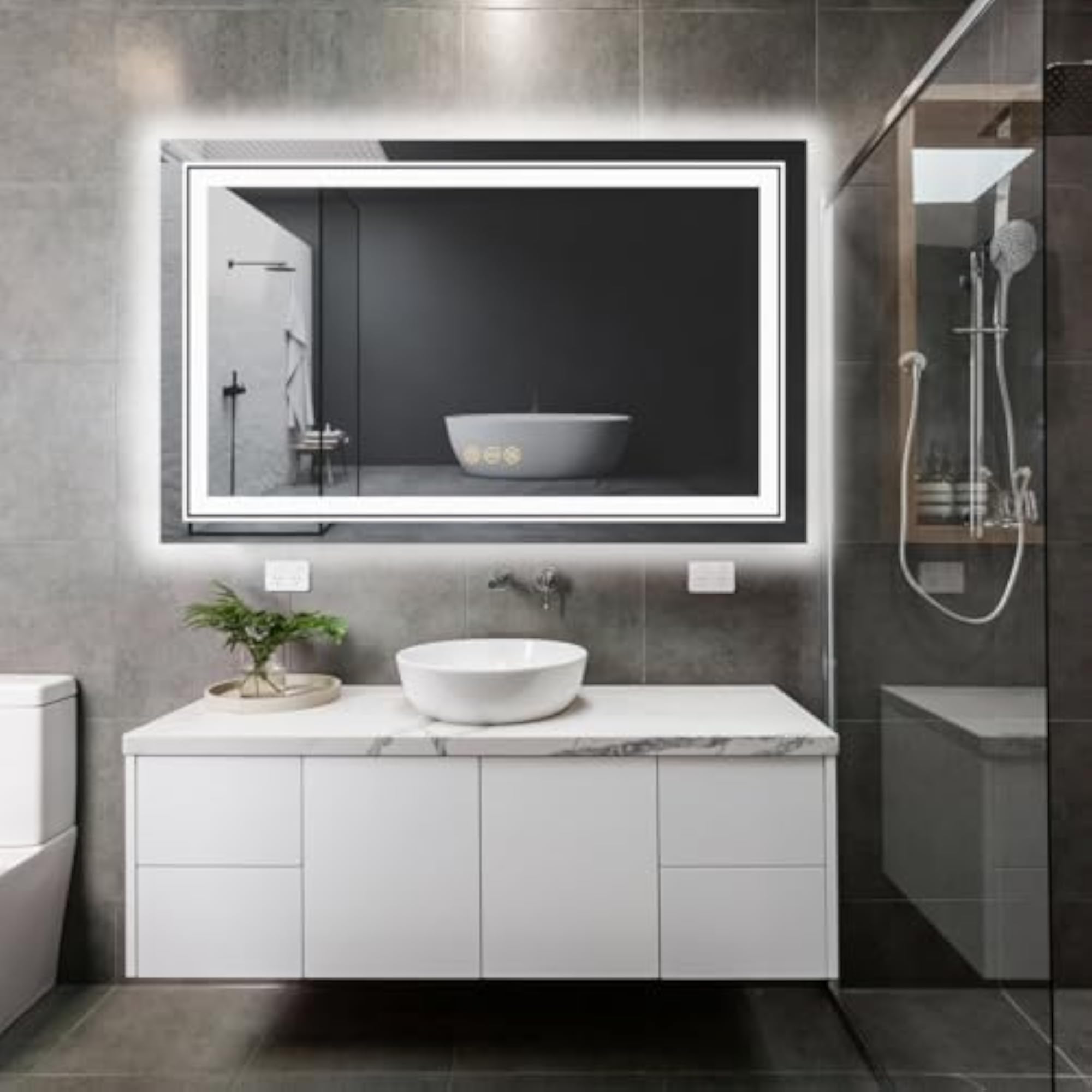 Smart Bathroom Mirror with Color Changing Lights