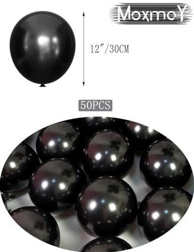 Image of Black Balloons 12 inch, 50 Pcs 3.2g Black Latex Balloon Matte Helium Balloons for Birthday Party Wedding Baby Shower Retirement Decorations