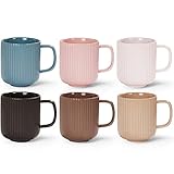 Happy Lemuro Kaffeetassen - Designer Tassen, 6 x 360 ml, matt. Moderne Keramik Tasse für Kaffee und Tee. Groß und hochwertig. In 6 Erdfarben