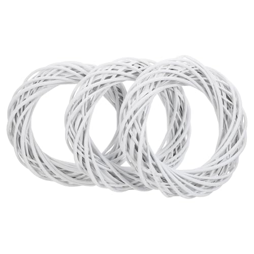 Rotin blanc 30 cm lot de 3 couronnes de fleurs durables et souples - 2