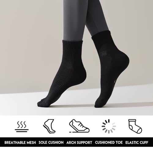 Women Ankle Socks Soft Cotton Mini Crew Socks Athletic Cushion Running Sock 5-8/8-11,4 Pairs2