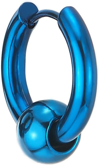 Stainless Steel Circle Beads Huggie Hinged Hoop Earrings for Men Women, 2pc - Image 3