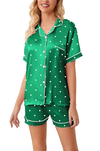 Image of Girls & Womens Satin Pajamas Set, Silk Button-Down Sleepwear 2 Piece Nightwear, 3 Years - Women XXL